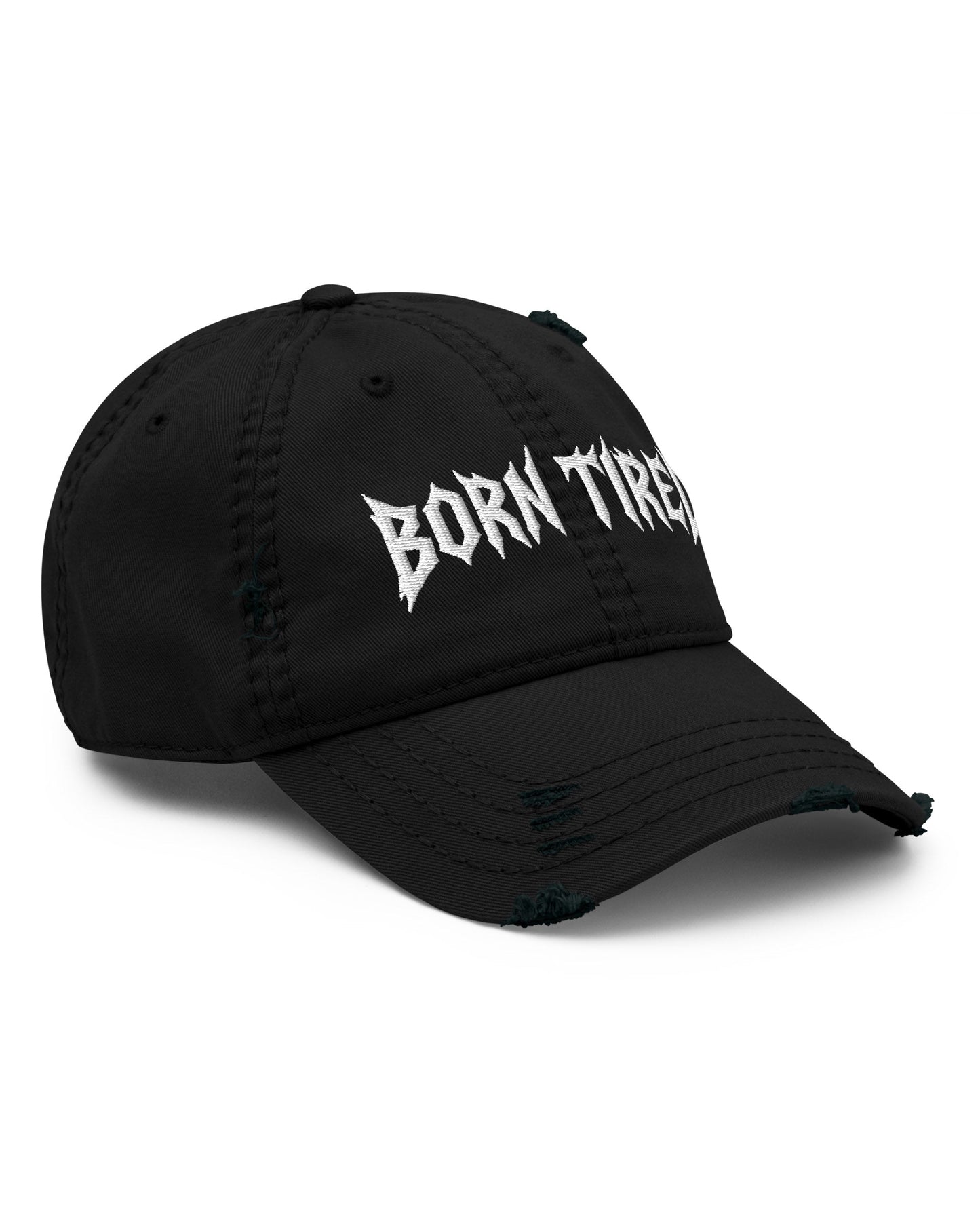 BORN TIRED Distressed Dad Hat