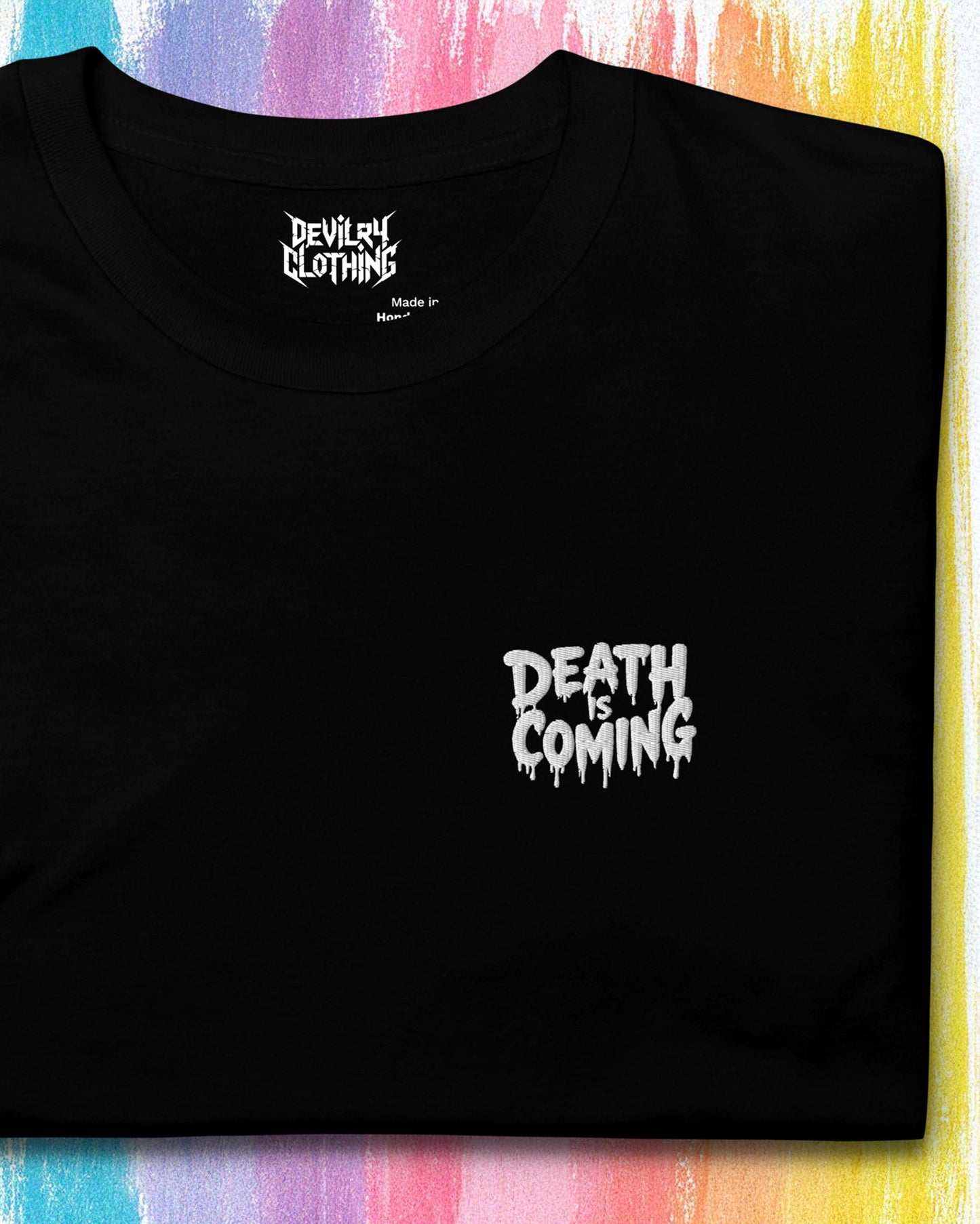 Death Is Coming Embroidered T-Shirt