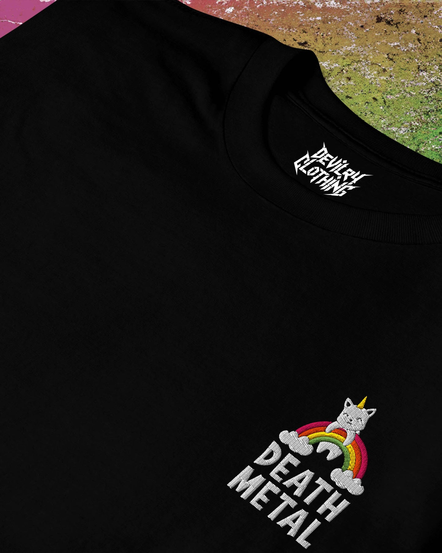 Death Metal Kitty Embroidered T-Shirt