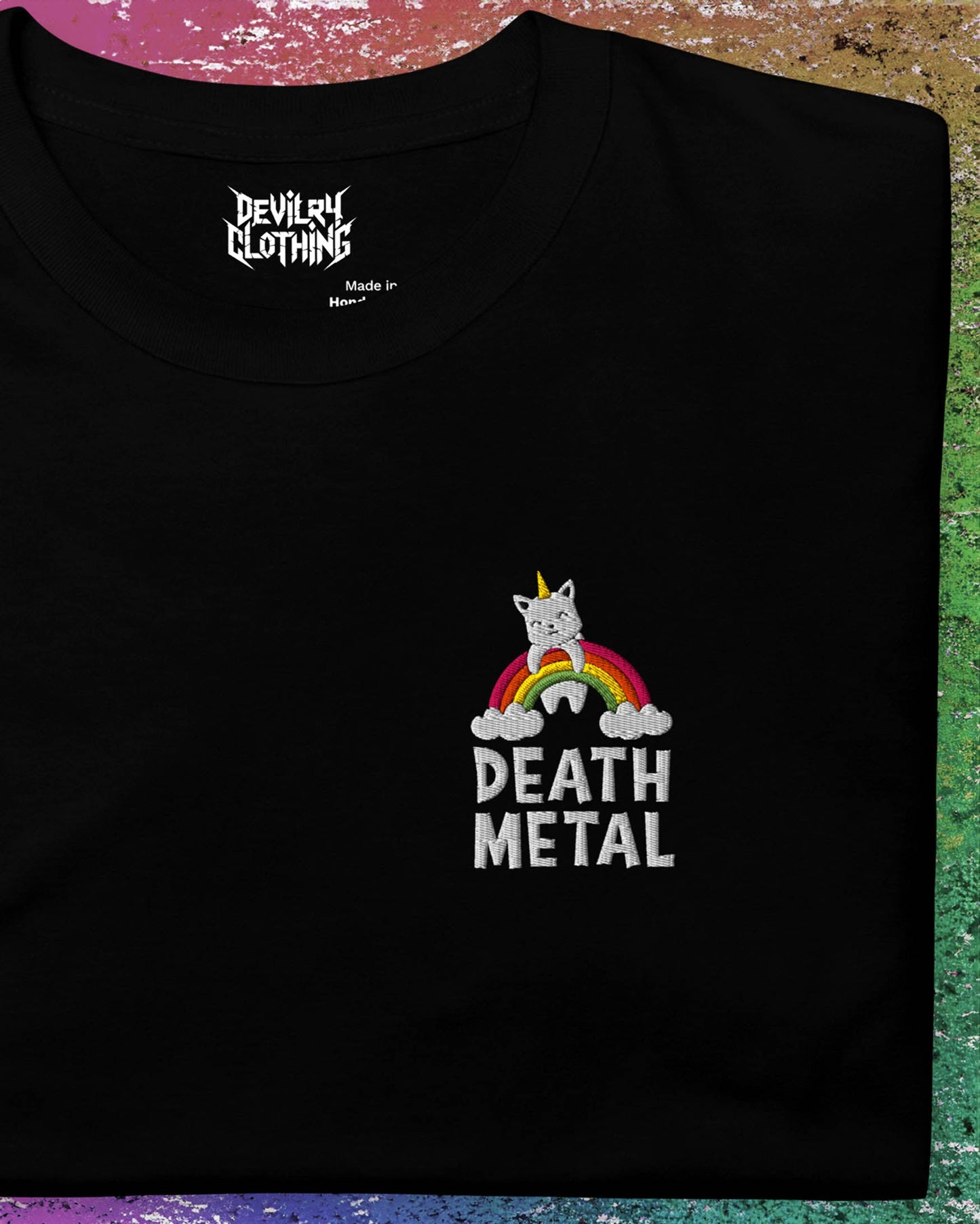Death Metal Kitty Embroidered T-Shirt