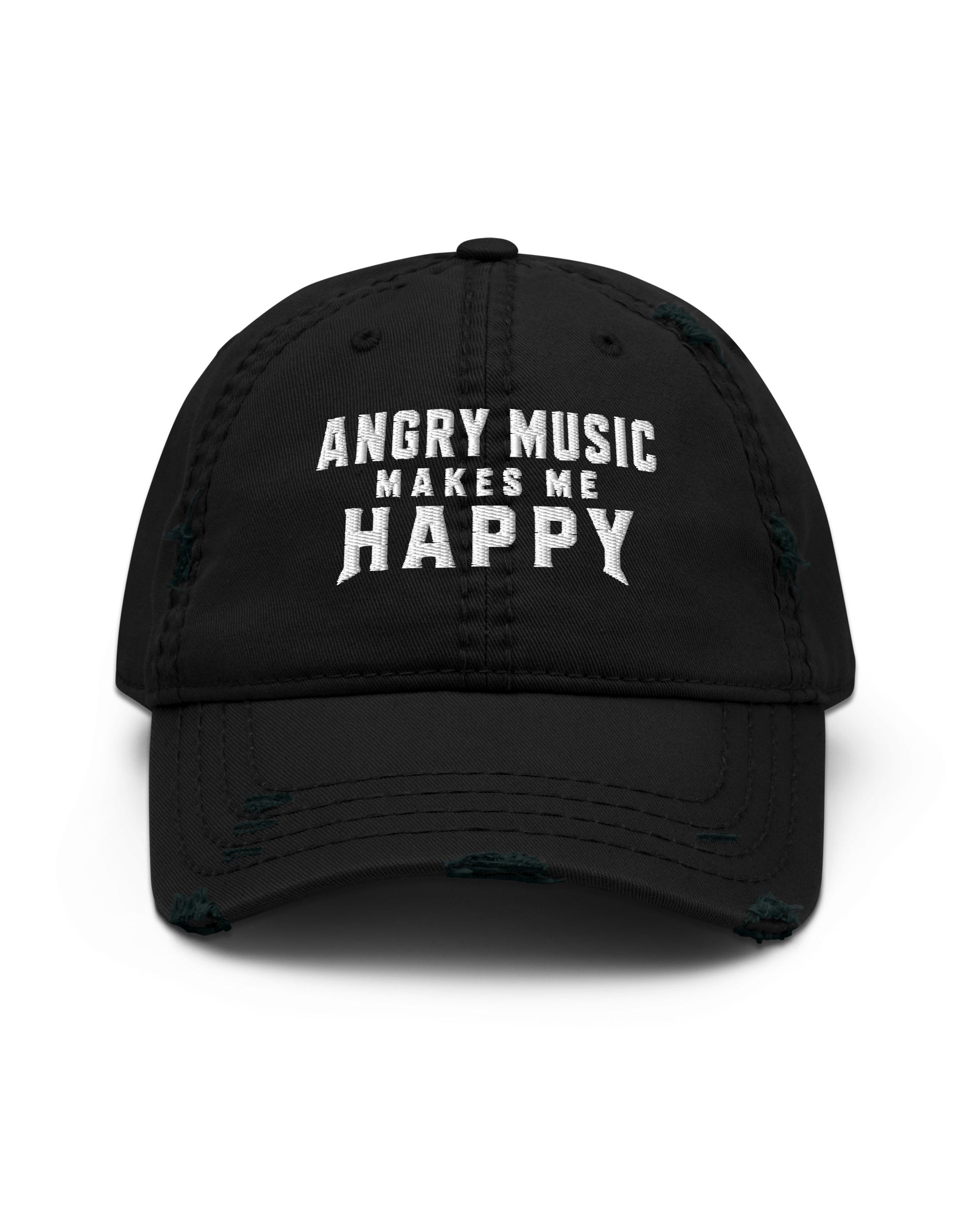 Angry Music Makes Me Happy Distressed Dad Hat
