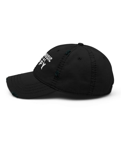 Angry Music Makes Me Happy Distressed Dad Hat
