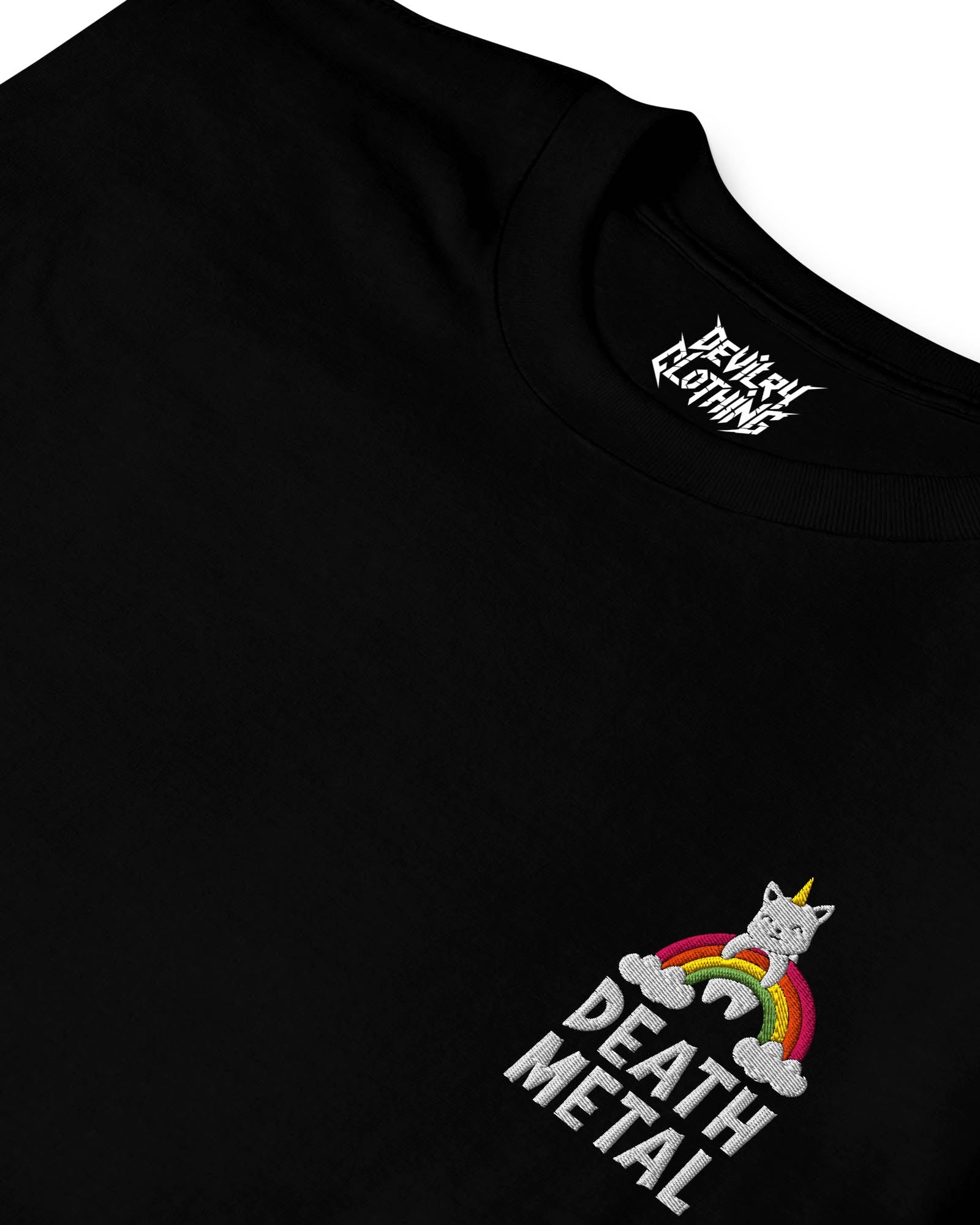 Death Metal Kitty Embroidered T-Shirt