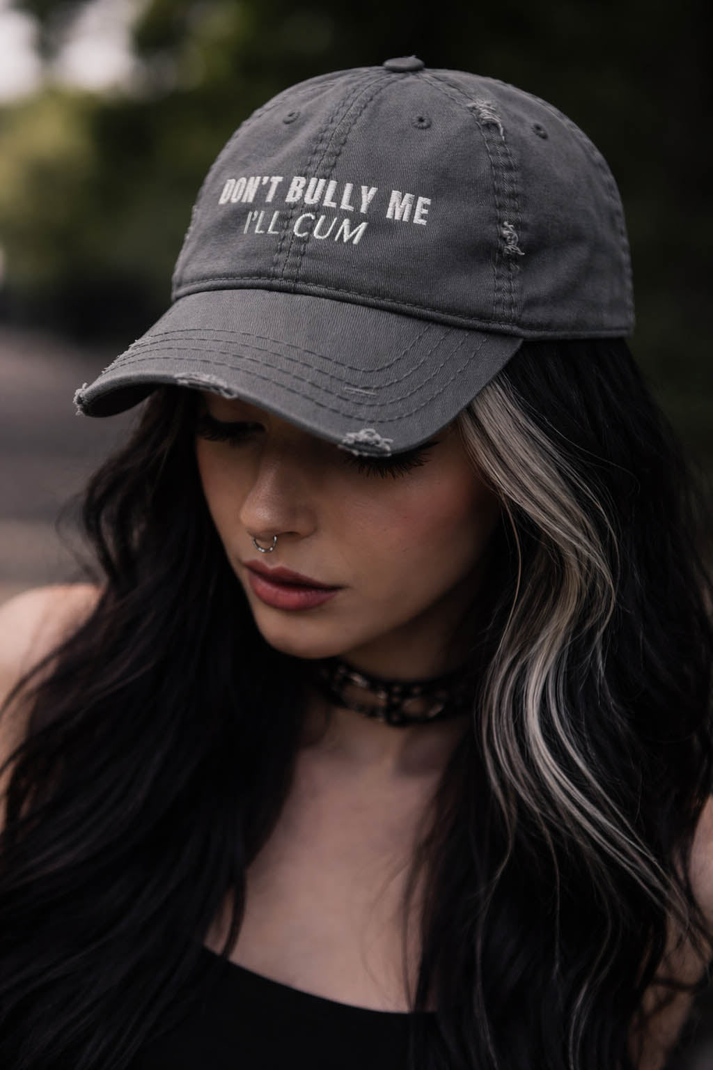 Don't Bully Me I'll Cum Distressed Dad Hat