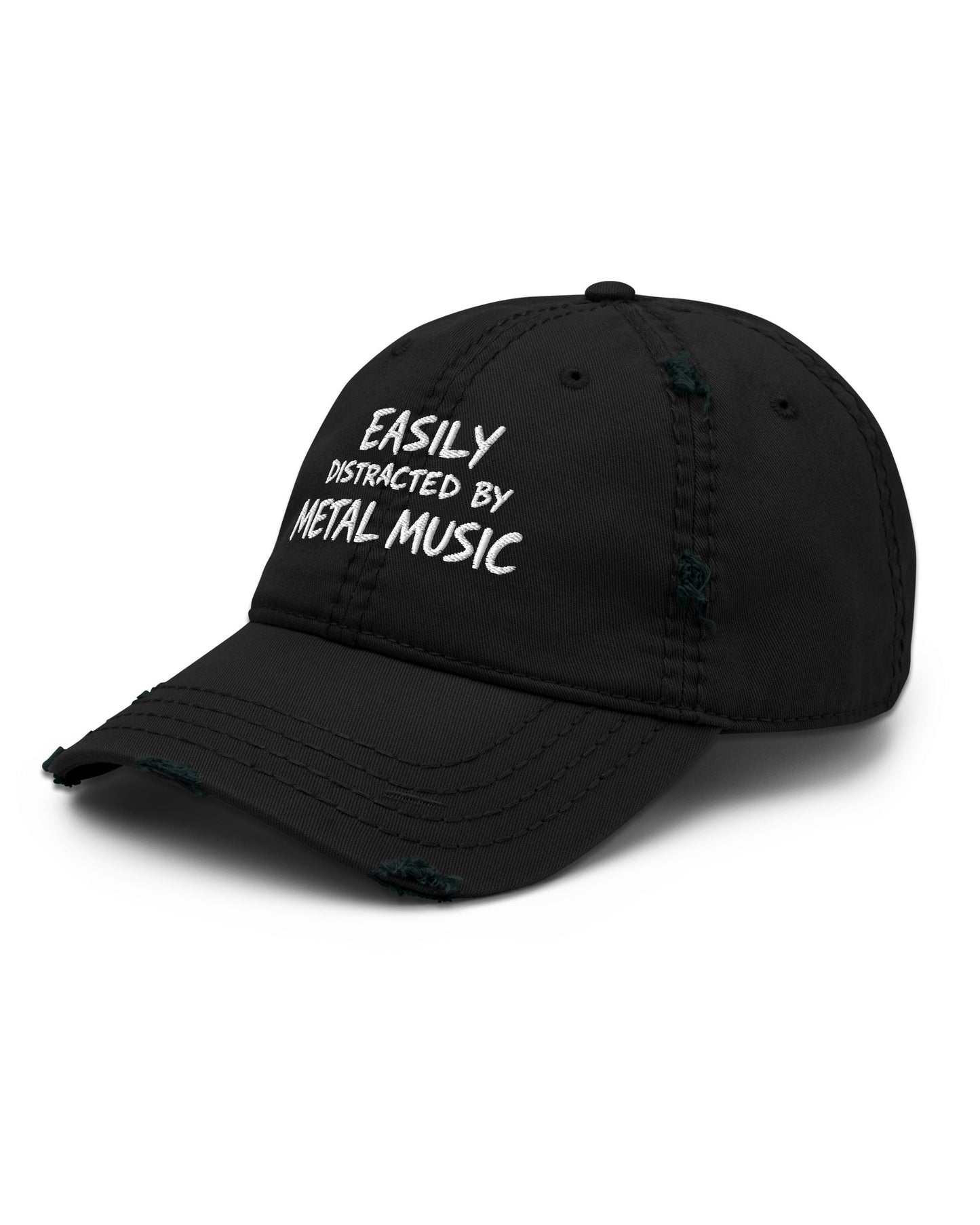 Easily Distracted By Metal Music Distressed Dad Hat