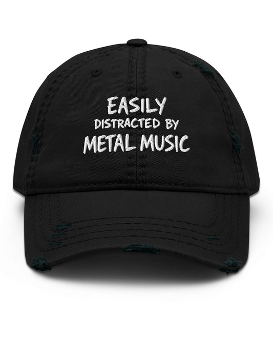 Easily Distracted By Metal Music Distressed Dad Hat