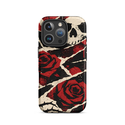 Goth Skull & Red Rose iPhone Tough Case