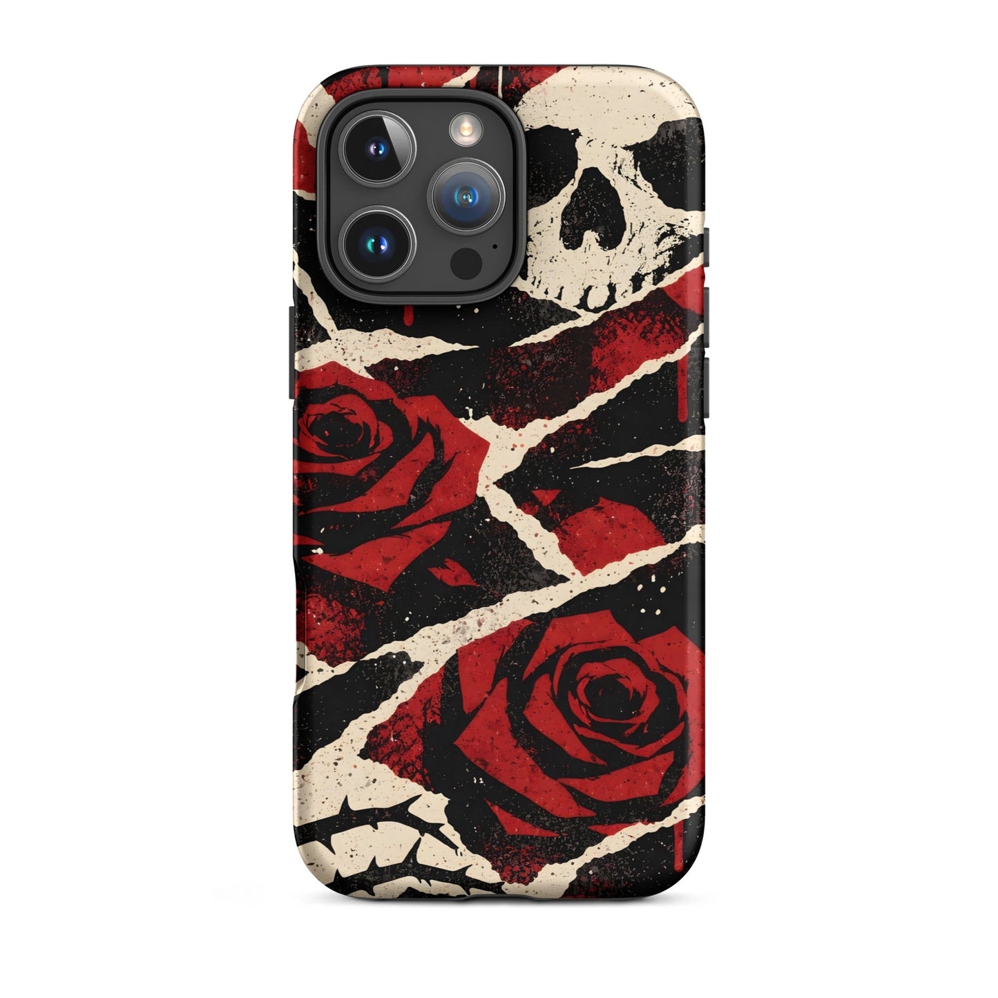 Goth Skull & Red Rose iPhone Tough Case