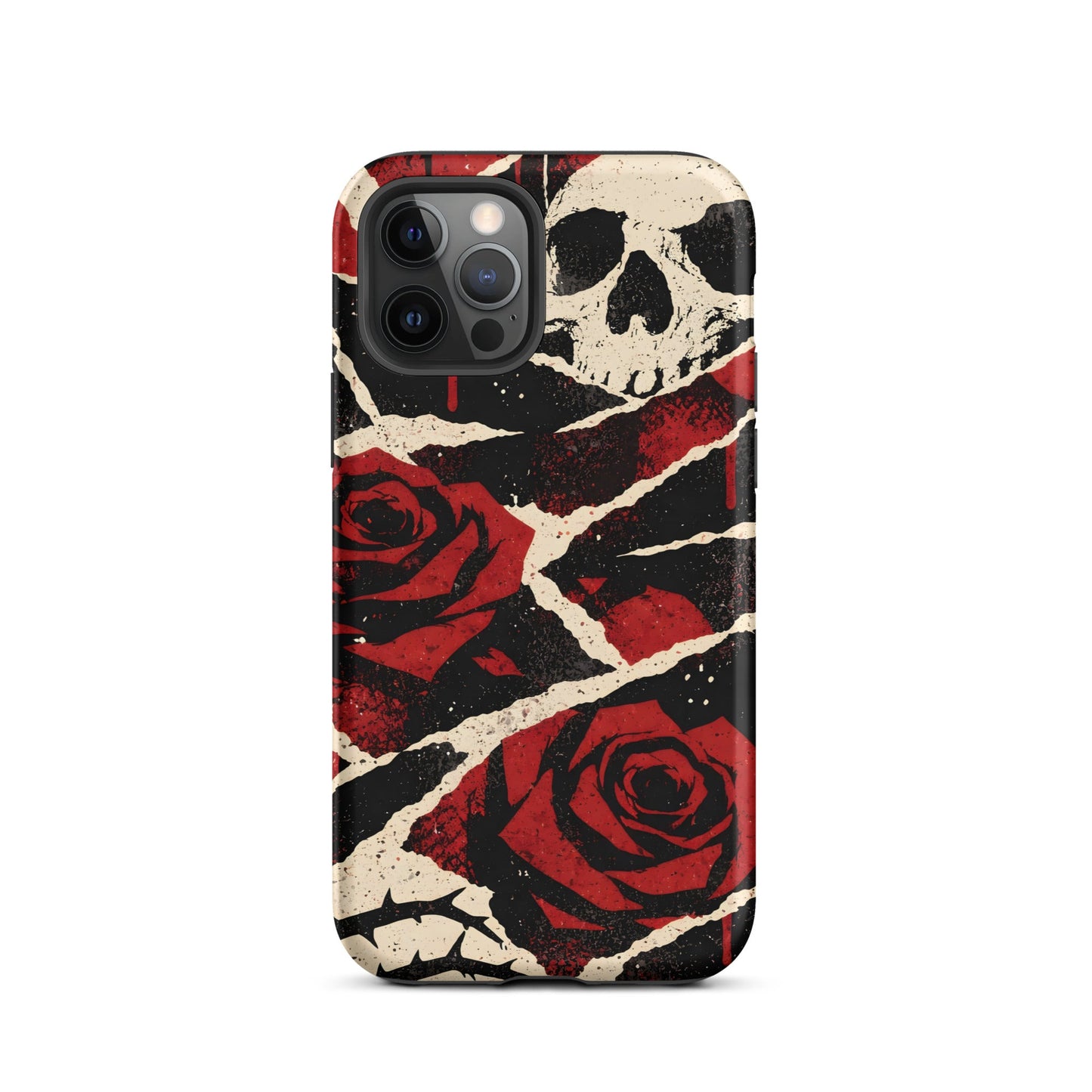 Goth Skull & Red Rose iPhone Tough Case