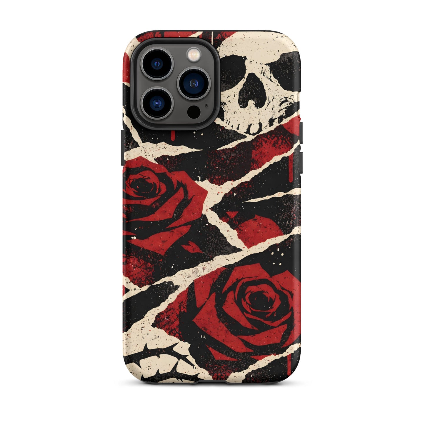 Goth Skull & Red Rose iPhone Tough Case