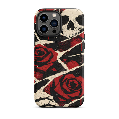 Goth Skull & Red Rose iPhone Tough Case