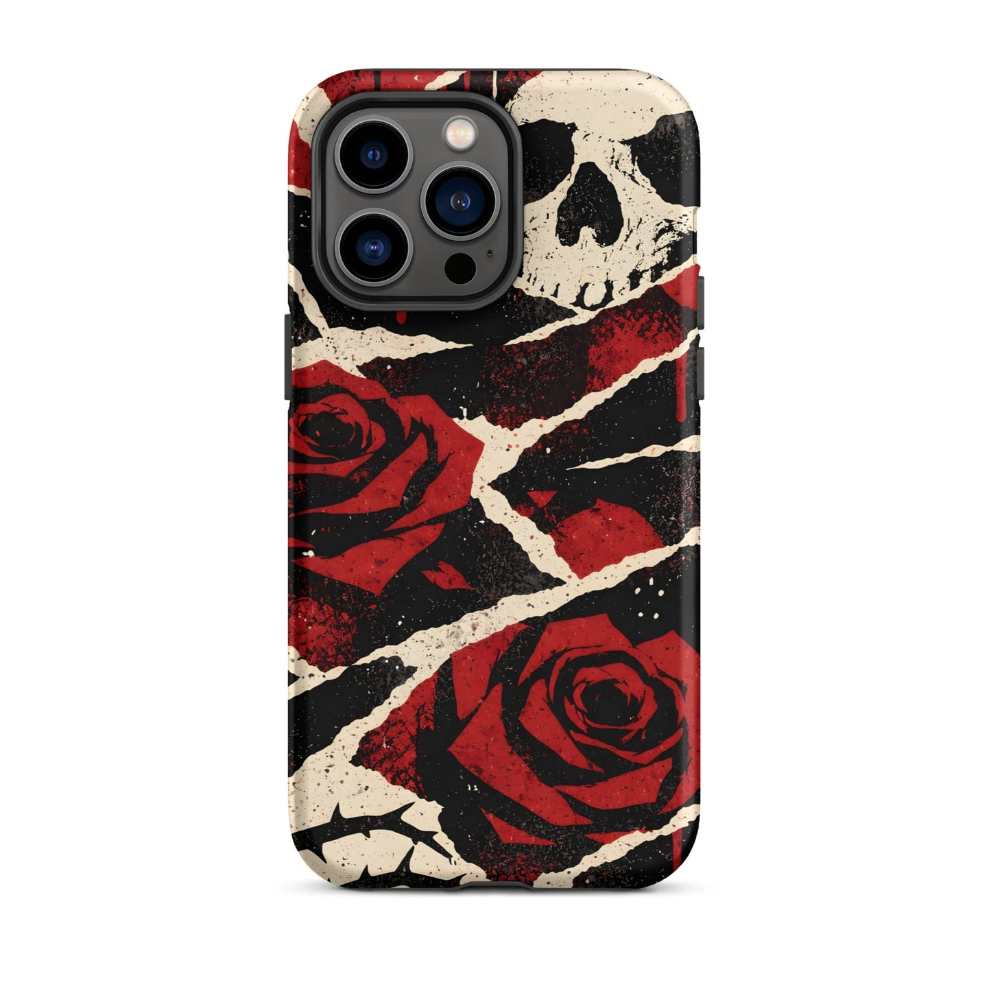 Goth Skull & Red Rose iPhone Tough Case