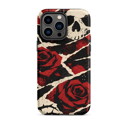 Goth Skull & Red Rose iPhone Tough Case
