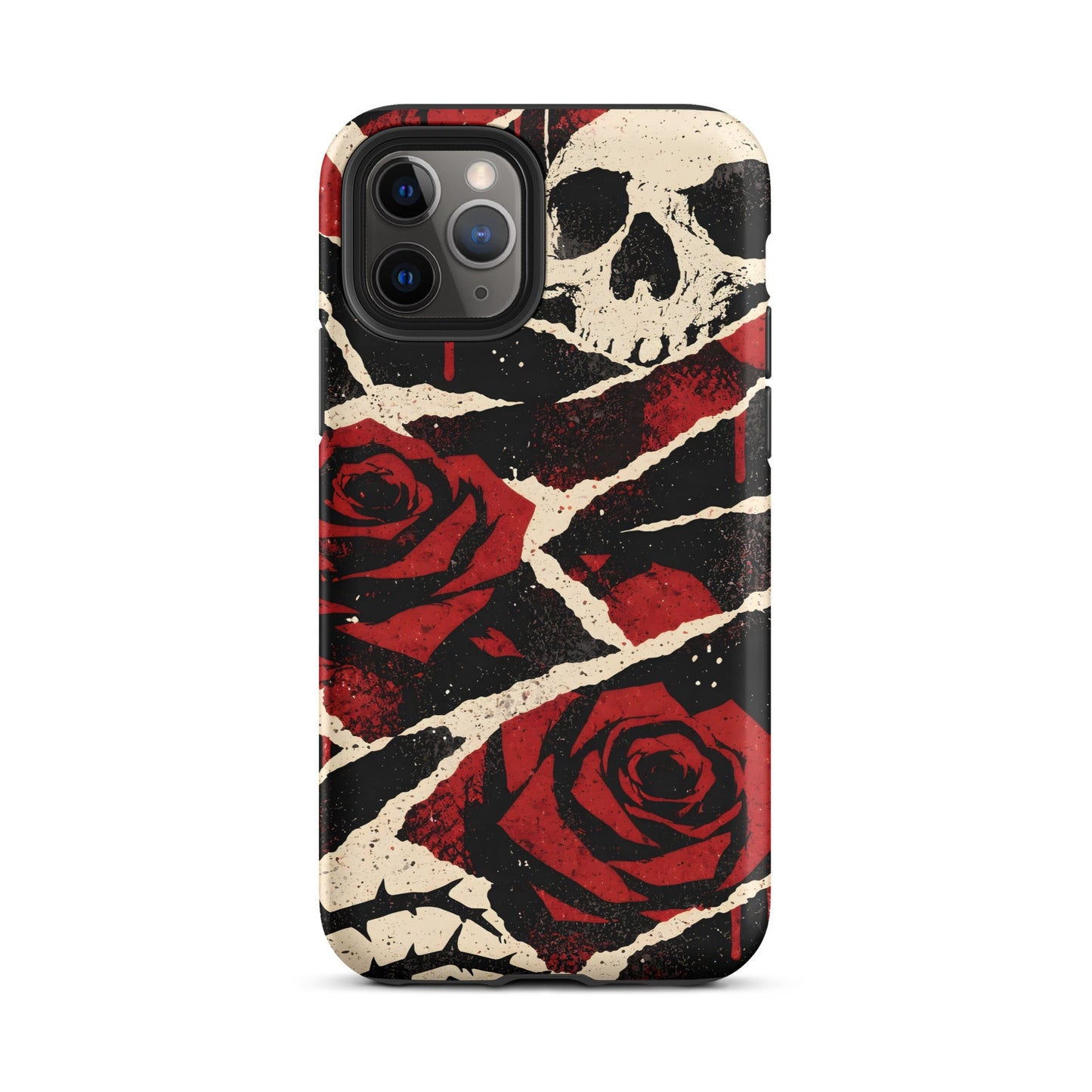 Goth Skull & Red Rose iPhone Tough Case