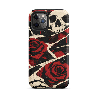 Goth Skull & Red Rose iPhone Tough Case