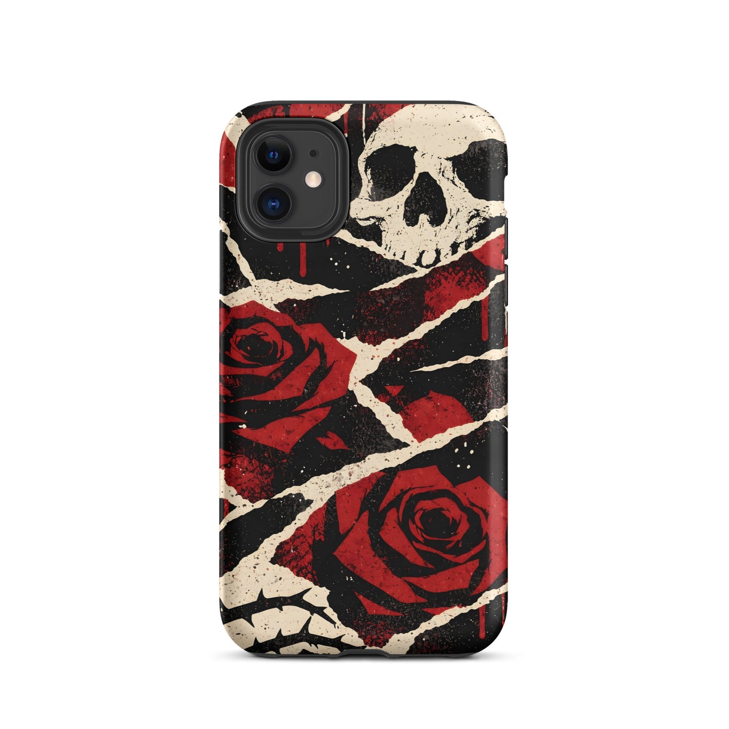Goth Skull & Red Rose iPhone Tough Case
