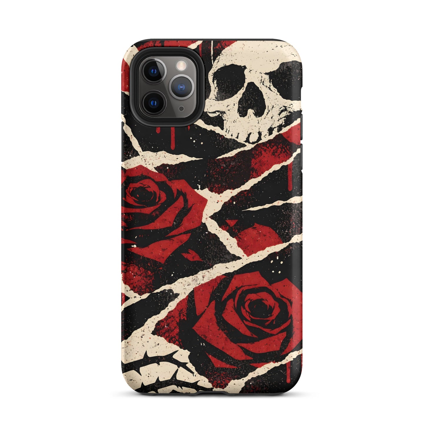 Goth Skull & Red Rose iPhone Tough Case