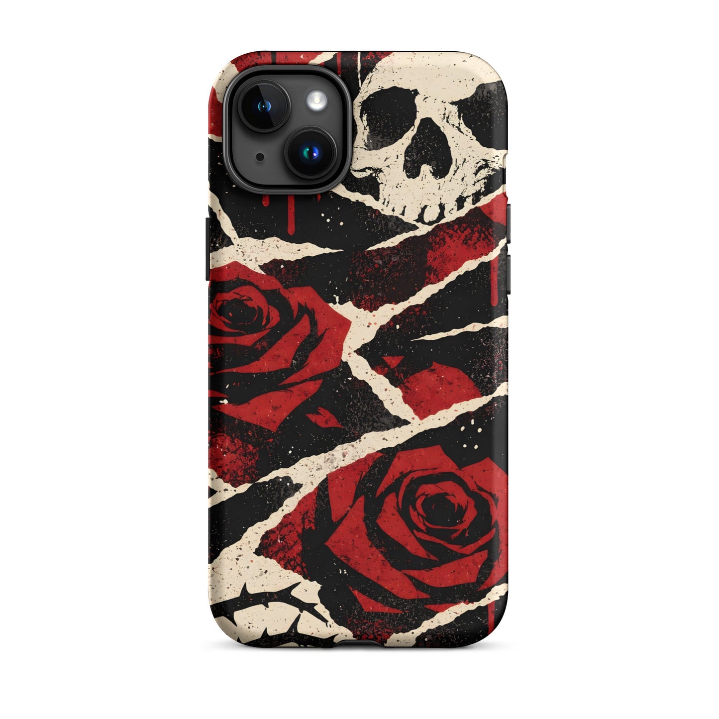 Goth Skull & Red Rose iPhone Tough Case