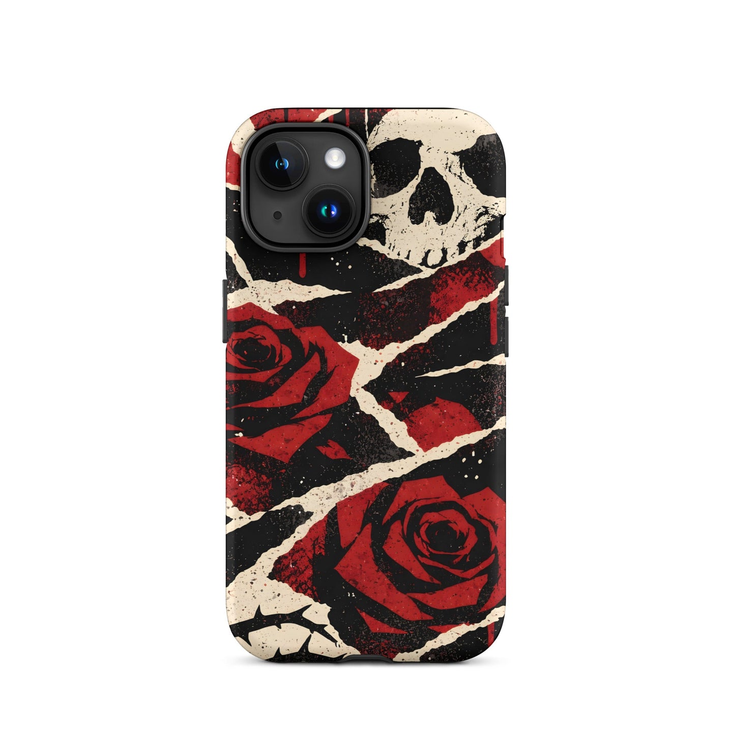 Goth Skull & Red Rose iPhone Tough Case