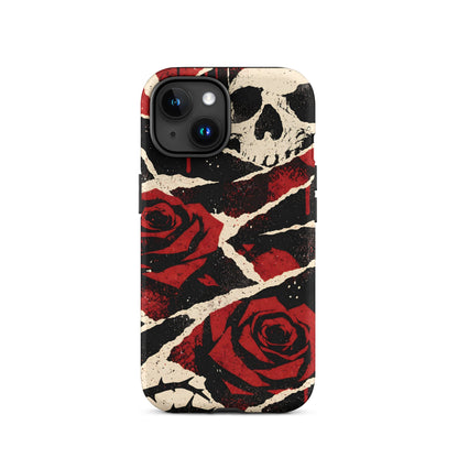 Goth Skull & Red Rose iPhone Tough Case