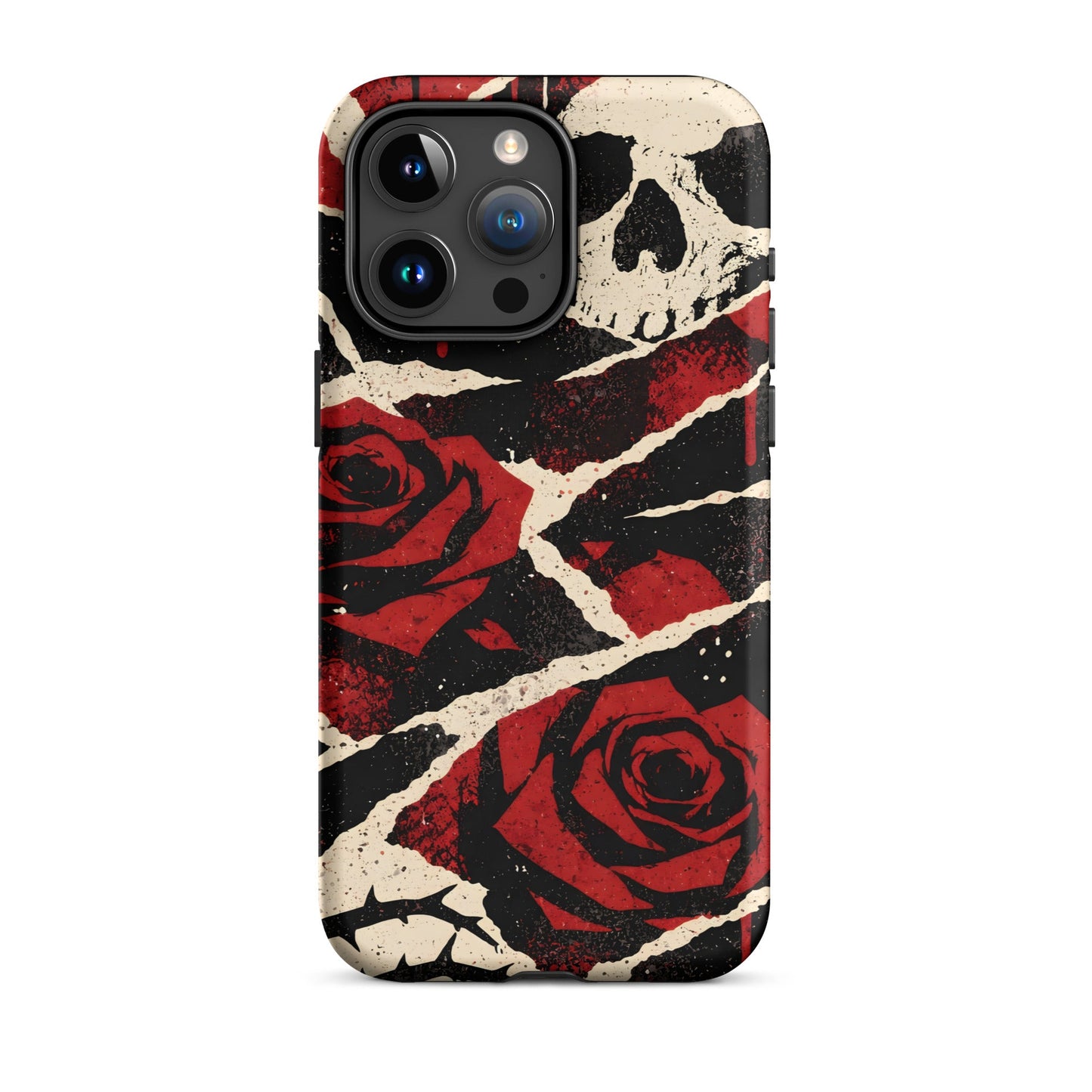 Goth Skull & Red Rose iPhone Tough Case