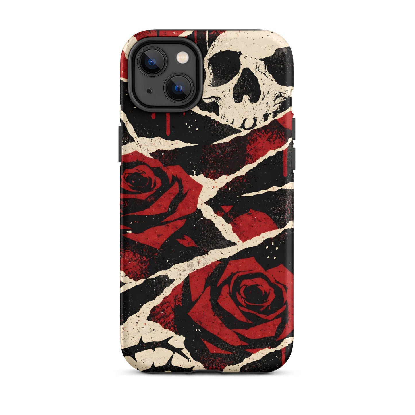 Goth Skull & Red Rose iPhone Tough Case