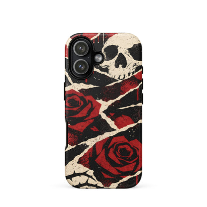 Goth Skull & Red Rose iPhone Tough Case