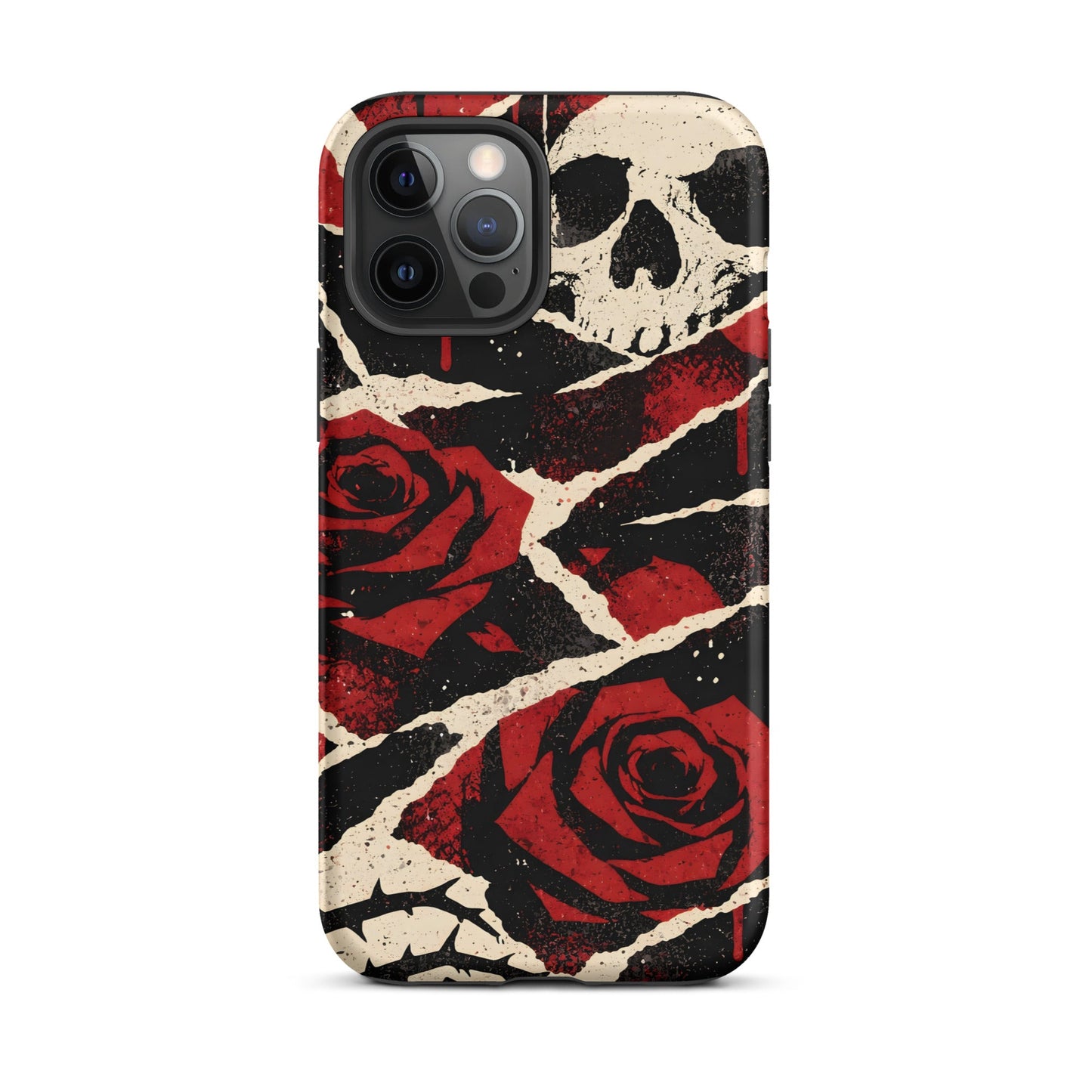 Goth Skull & Red Rose iPhone Tough Case