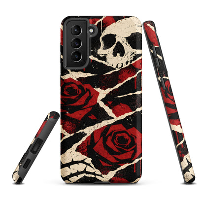 Goth Skull & Red Rose Samsung Tough Case