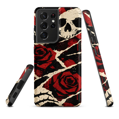 Goth Skull & Red Rose Samsung Tough Case