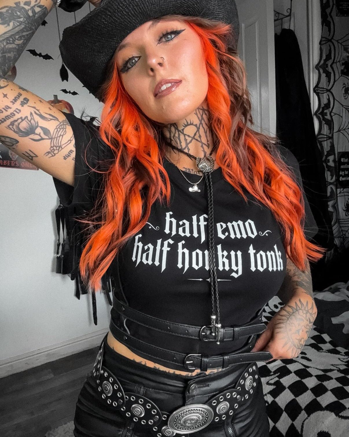 Half Emo Half Honky Tonk Crop Top