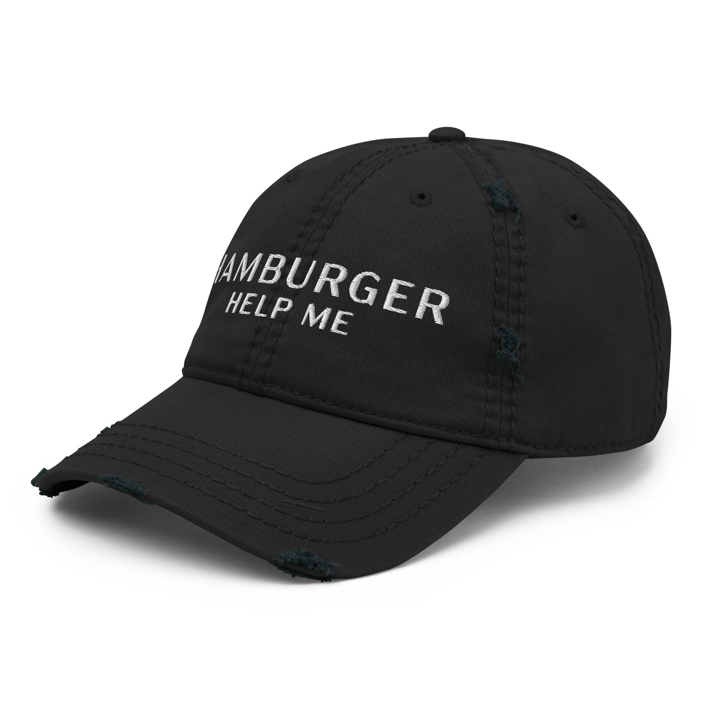 Hamburger Help Me Distressed Dad Hat