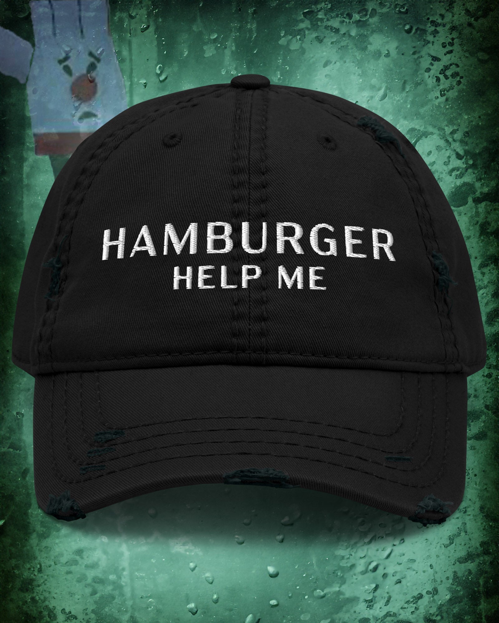 Hamburger Help Me Distressed Dad Hat