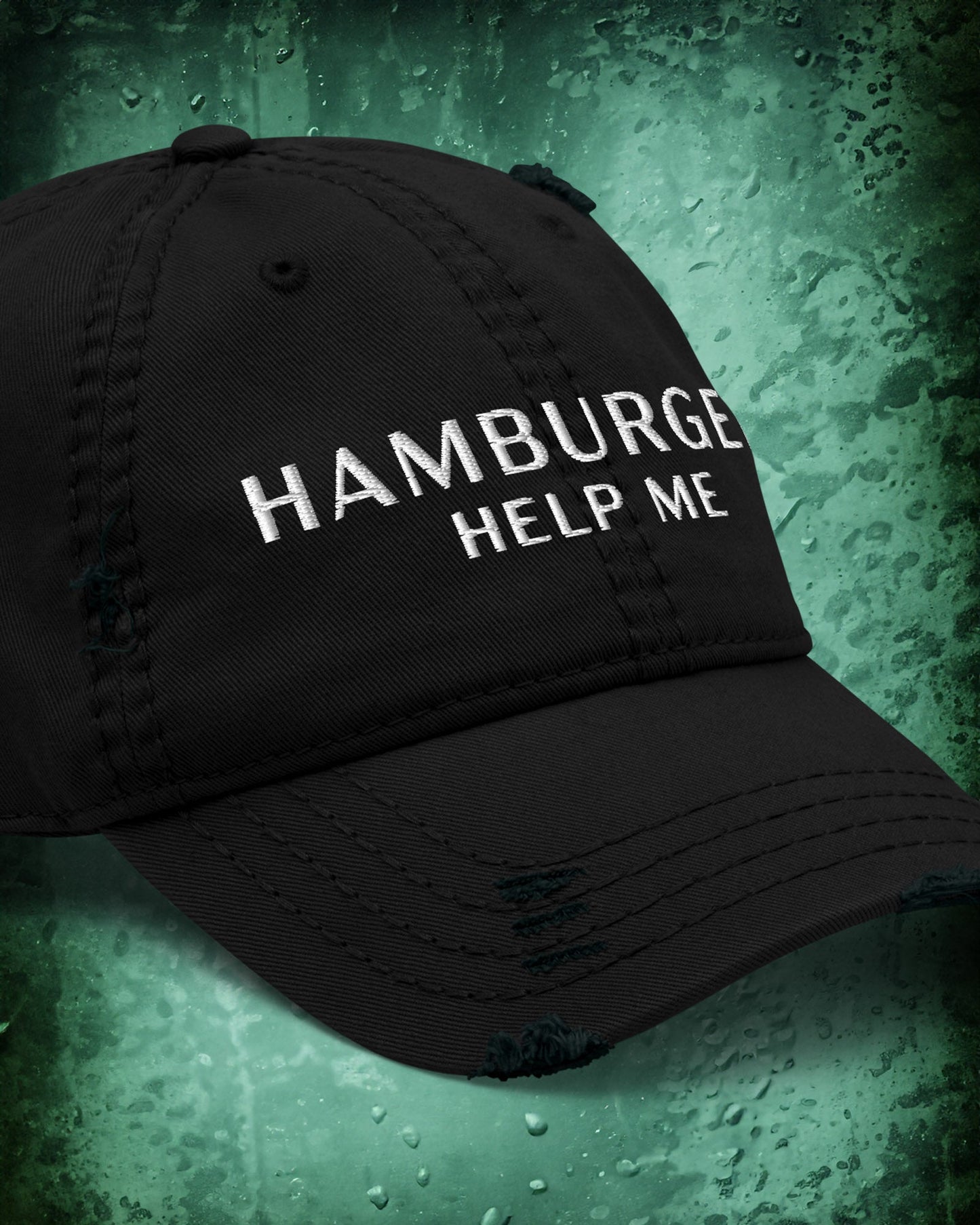 Hamburger Help Me Distressed Dad Hat