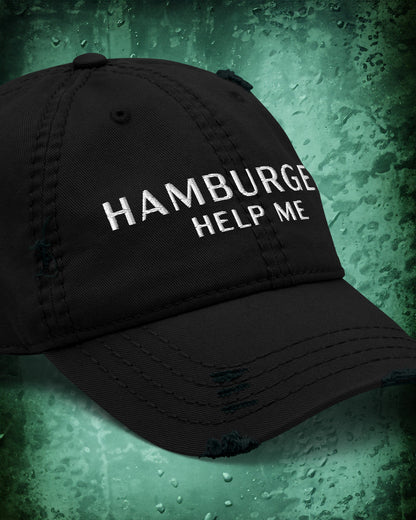 Hamburger Help Me Distressed Dad Hat