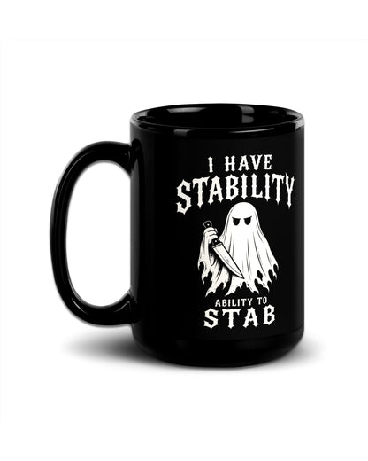 I Have Stability Black Mug