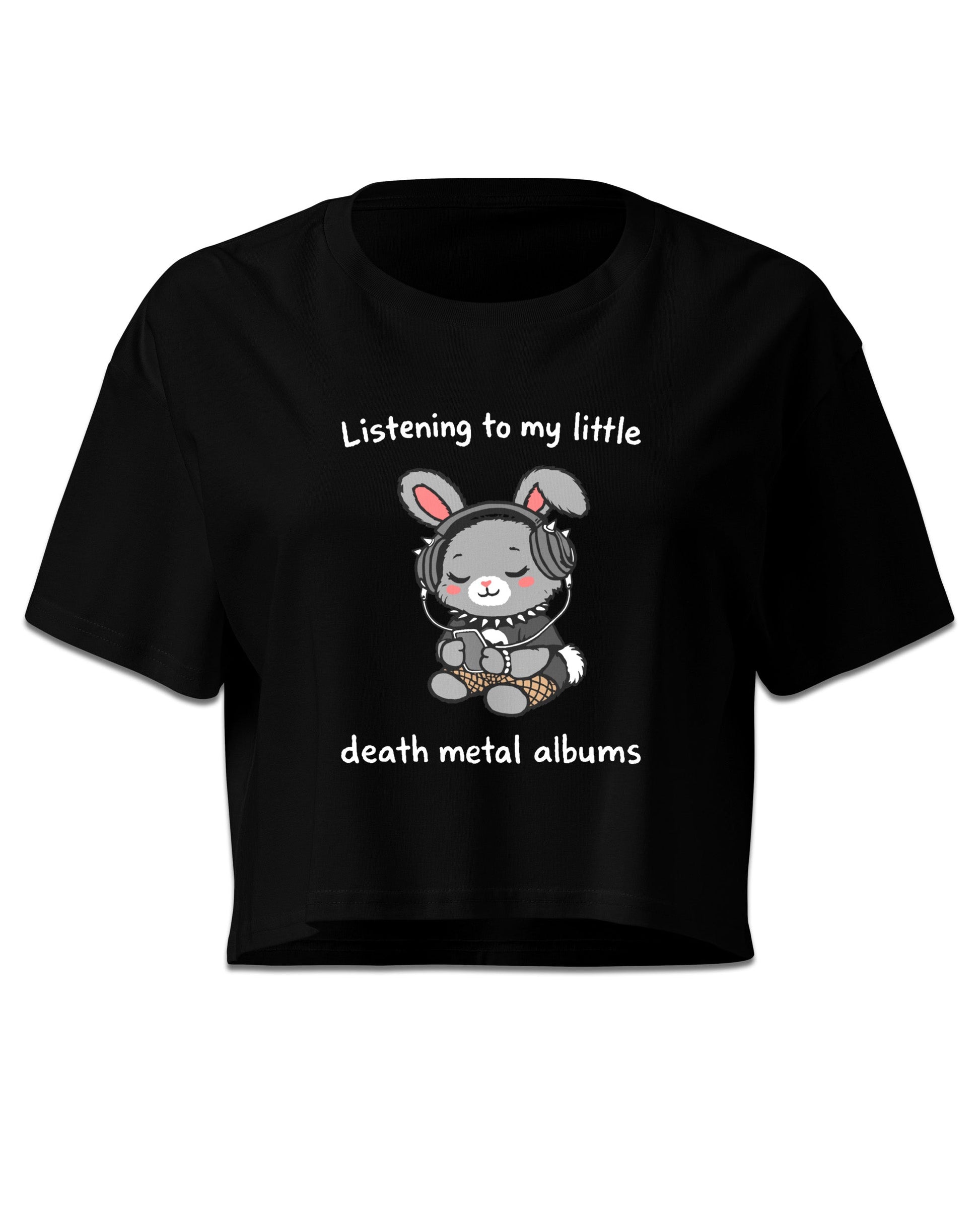 Listening To My Little Death Metal Albums Crop Top