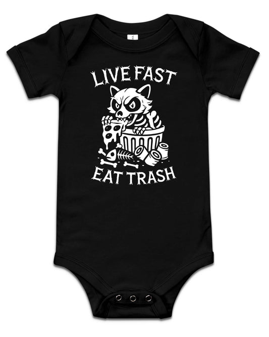 LIVE FAST EAT TRASH Baby Bodysuit