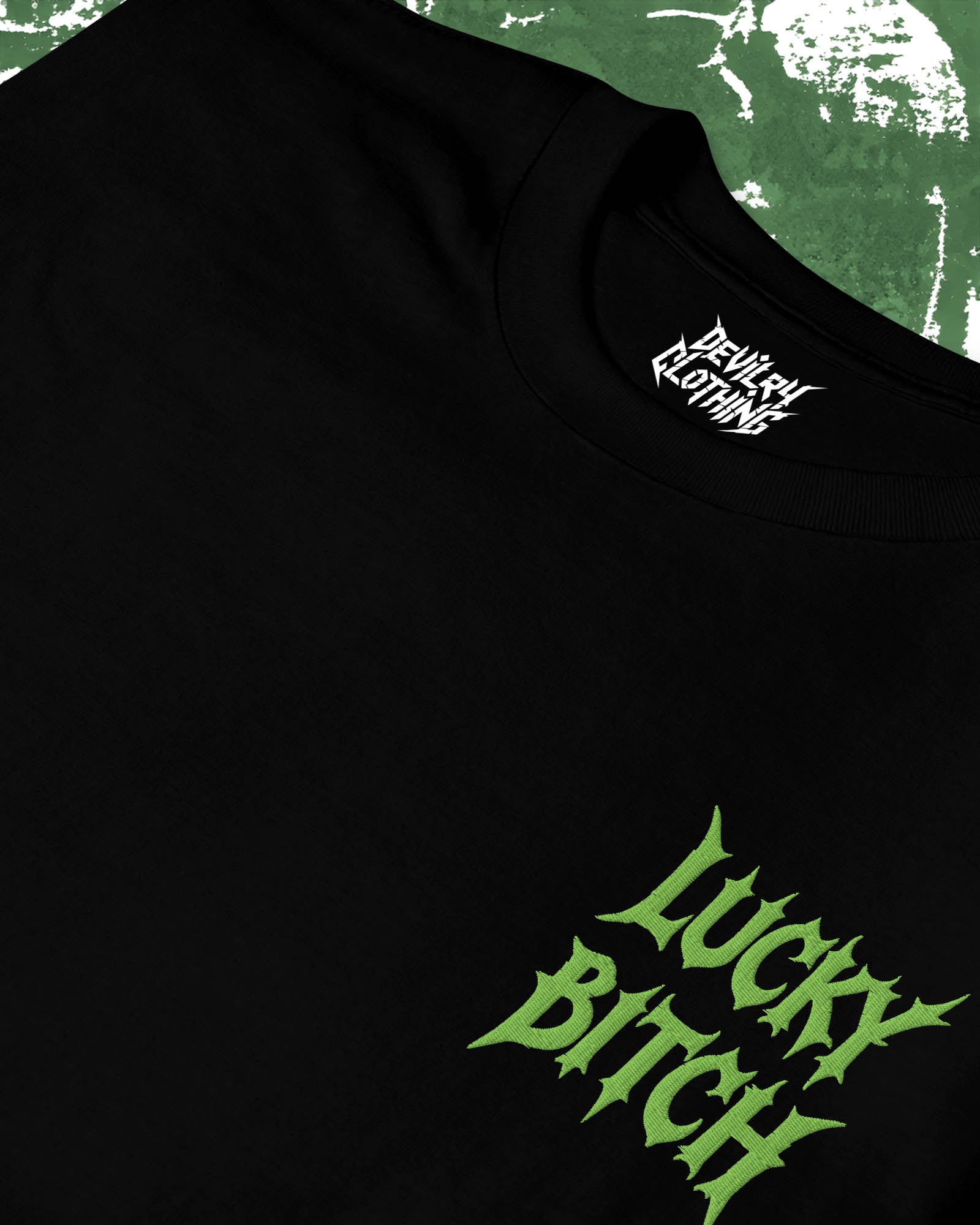 Lucky Bitch Embroidered T-Shirt