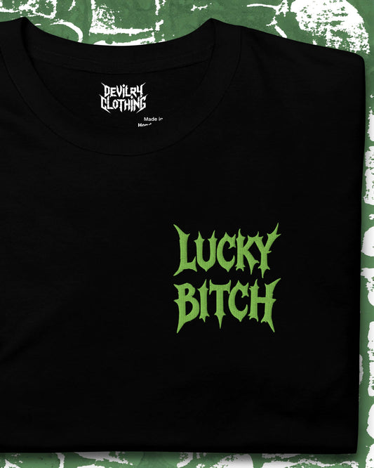 Lucky Bitch Embroidered T-Shirt