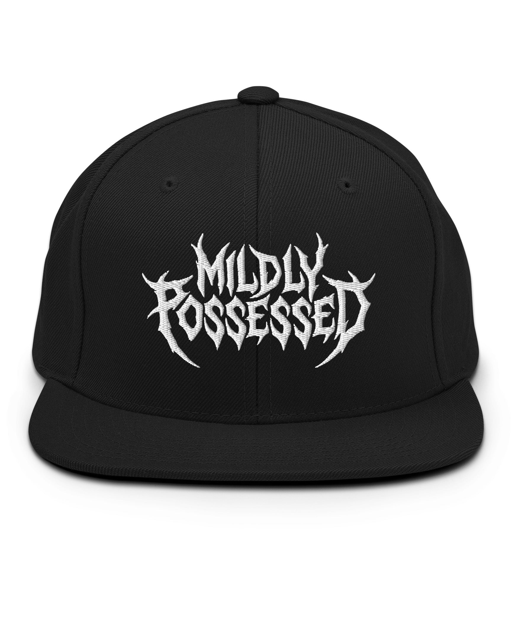 Mildly Possessed Snapback | Gothic Flat Brim Embroidered Hat – Devilry ...