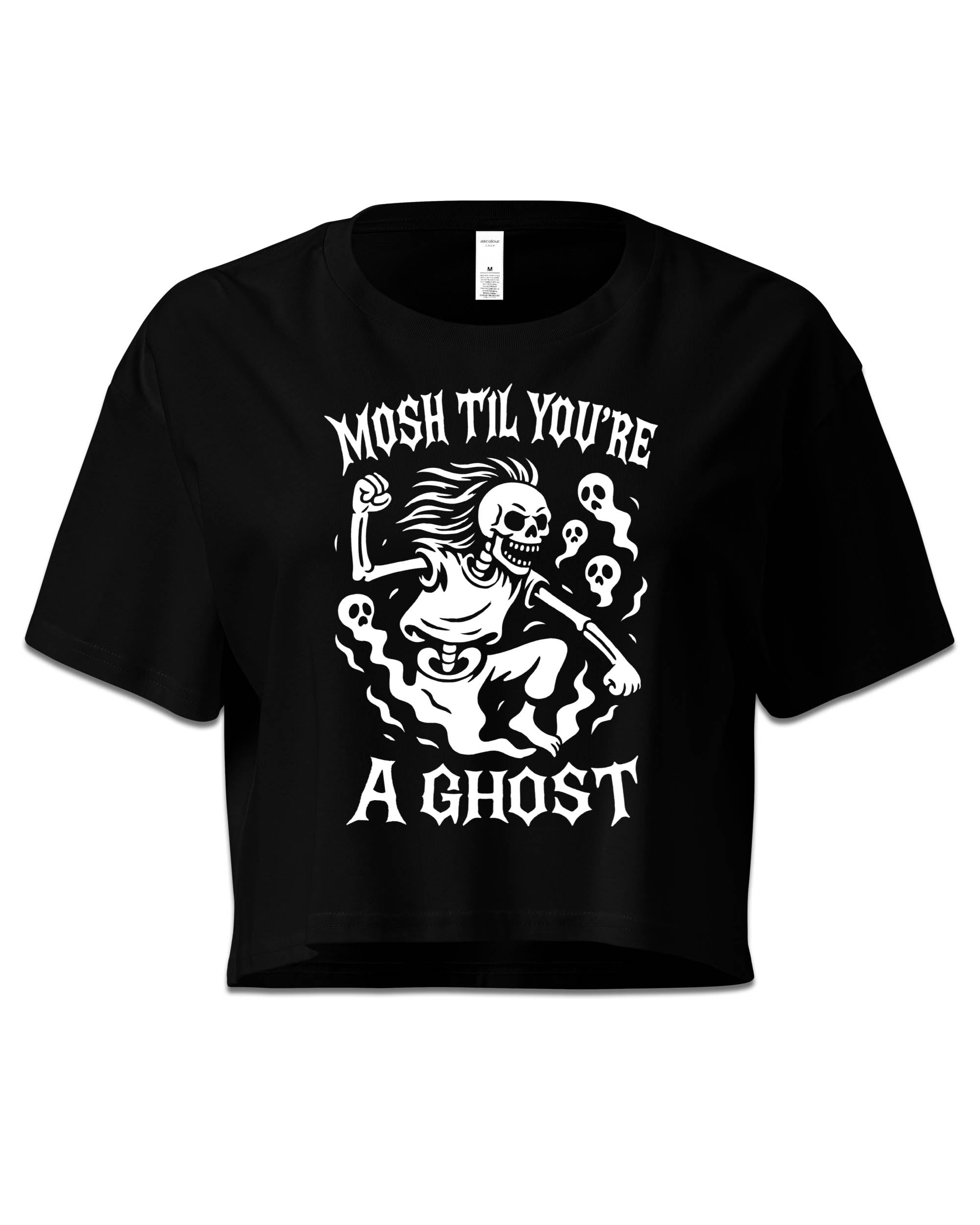 Mosh Til You’re a Ghost Skeleton Crop Top for Metalheads | Devilry Clothing