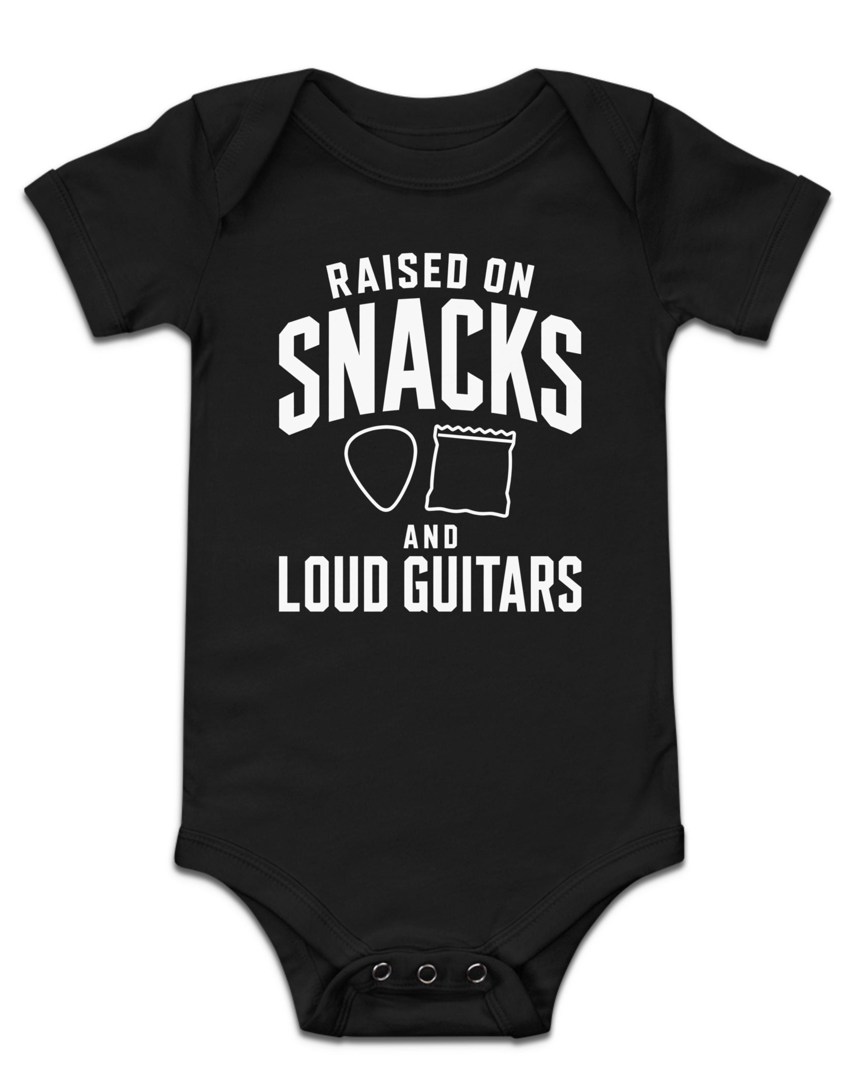 Raised on Snacks and Loud Guitars Baby Bodysuit