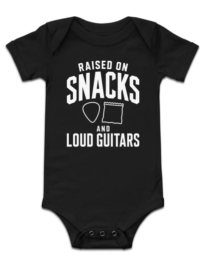 Raised on Snacks and Loud Guitars Baby Bodysuit