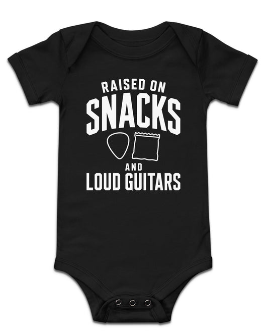 Raised on Snacks and Loud Guitars Baby Bodysuit