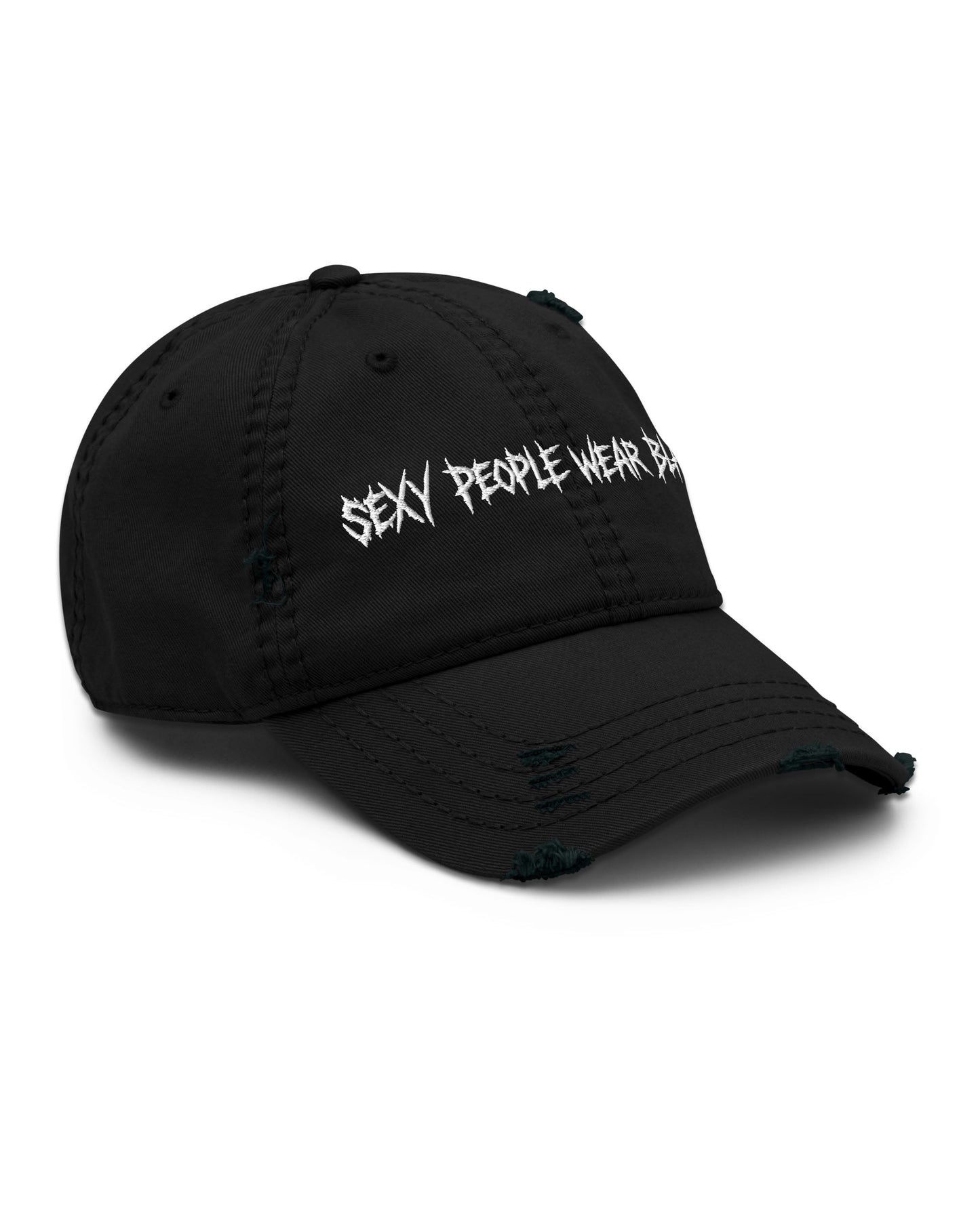 Sexy People Wear Black Distressed Dad Hat