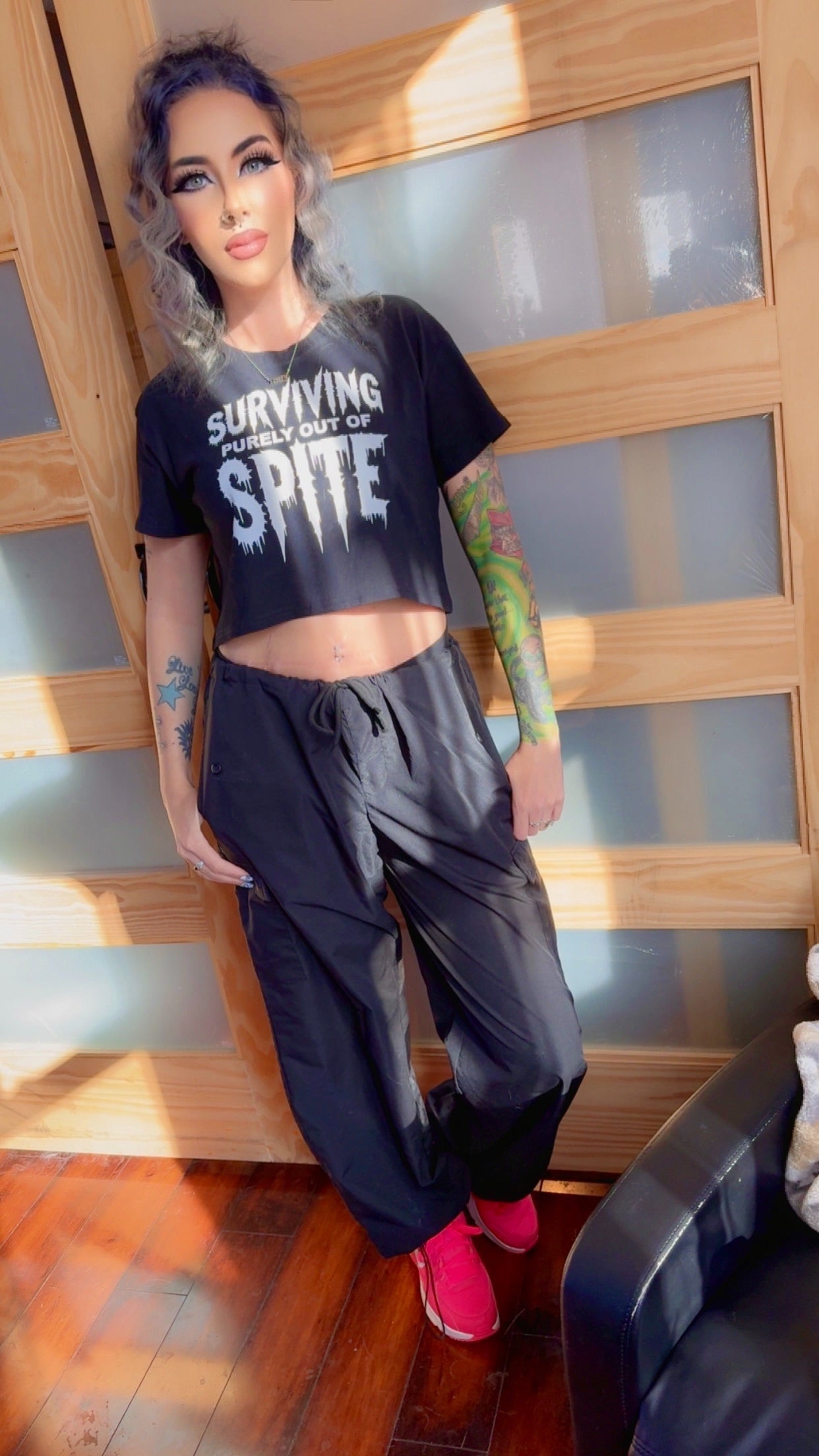 Surviving Purely Out of Spite Crop Top
