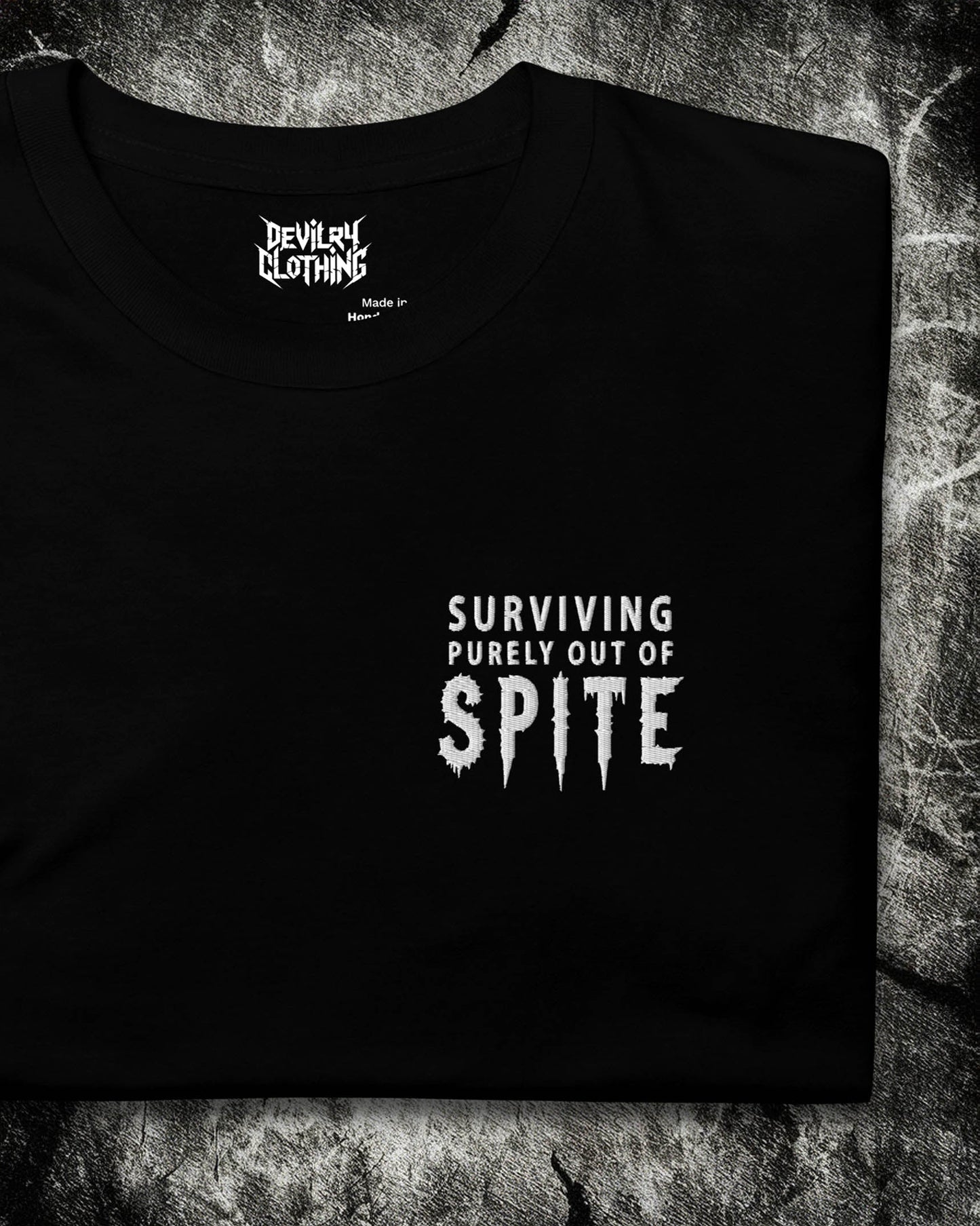 Surviving Purely Out of Spite Embroidered T-Shirt