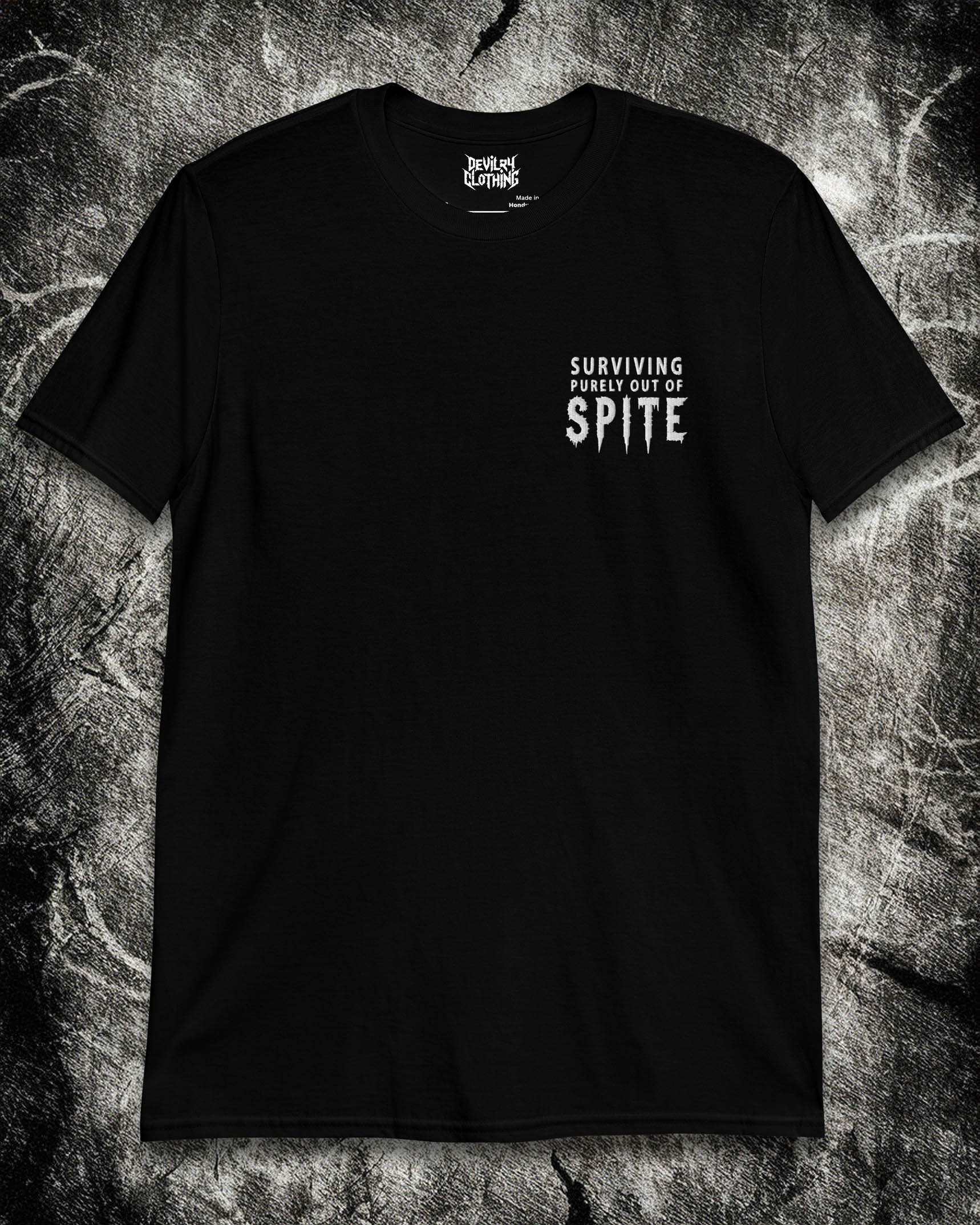 Surviving Purely Out of Spite Embroidered T-Shirt
